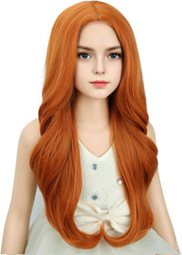 DUDUWIG long black wavy curly middle part wig for kids with wig cap - view 40