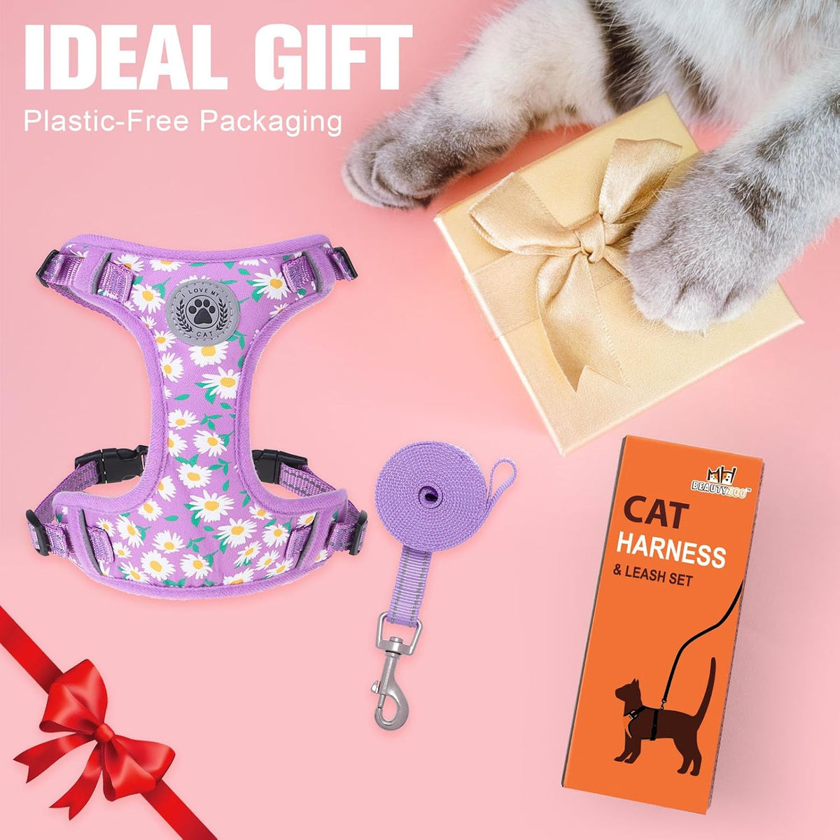Cat Harness and Leash Set, Escape Proof and Adjustable - Purple / M (Chest: 12 - 19") - image 4