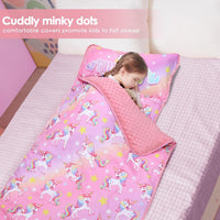 Kids Nap Mat Portable Slumber Bags with Removable Pillow and Blanket - Gradient Unicorn - image 4