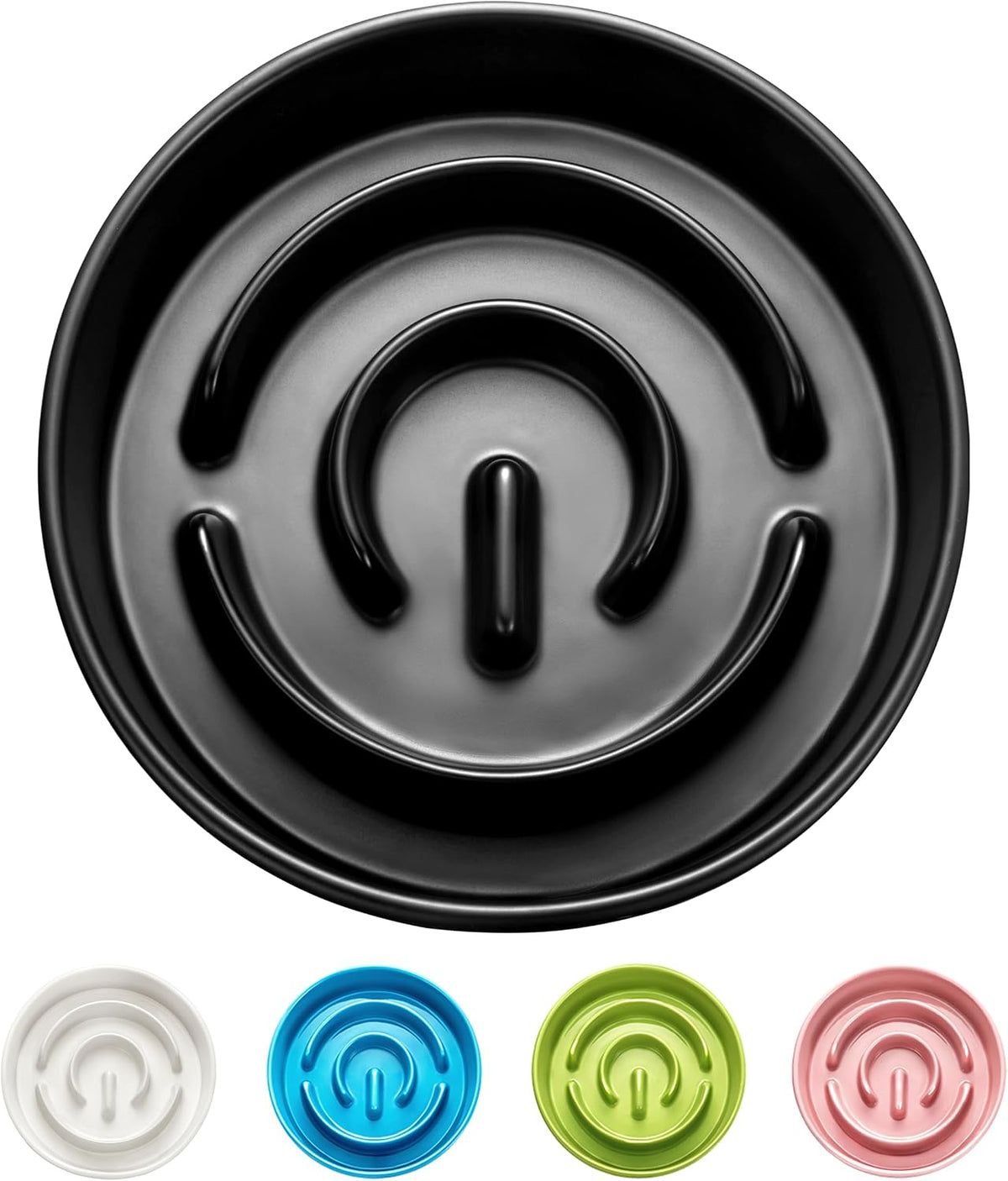 Ceramic Slow Feeder Dog Bowls - Black / 10 Inches