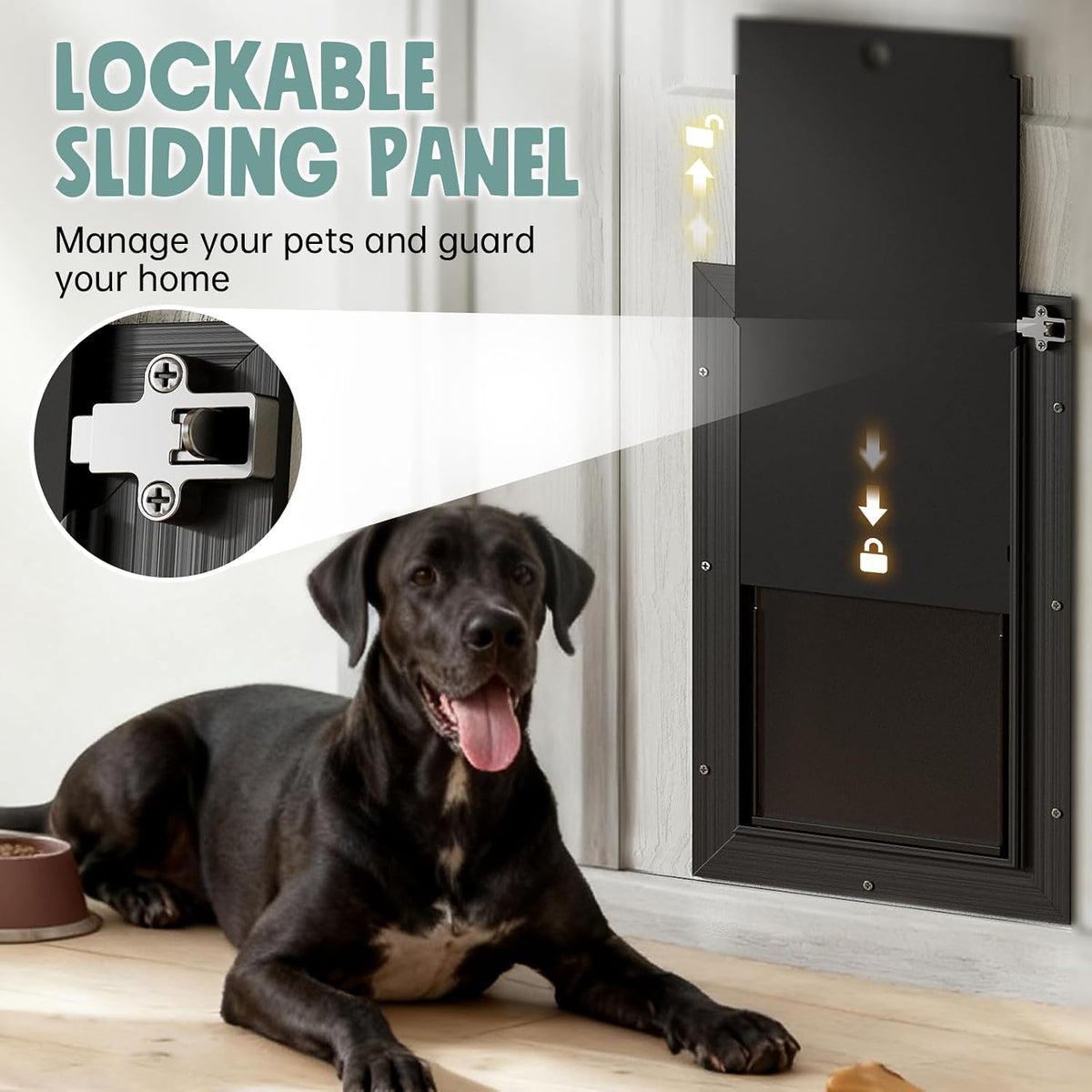 All Aluminum 3 Flaps Insulated Dog Door for Door – Essentials for Dogs - XLarge - image 3