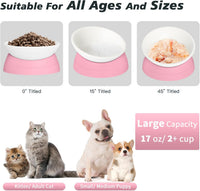 17 oz Raised Cat Food Bowls, Adjustable-Angle Pet Bowls - Milky White, Pink - image 3