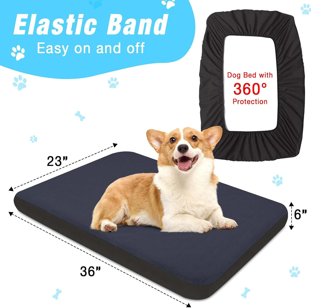 Dog Bed Covers Replacement Washable 100% Waterproof Dog Bed Sheets - Blue-36 x 23 inch - image 2