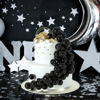 48 Pcs Balls Cake Topper Decorations Balloon Cupcake Toppers Foam - B03-black - image 3