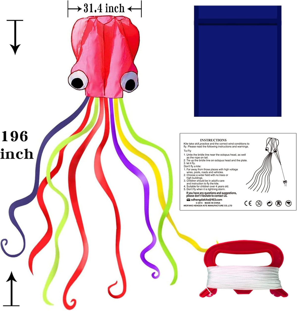 Hengda Kite Soft Octopus Kite Series - 1 / Pink - image 2