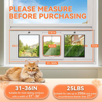 LIBBEPET Cat Door for Window, Adjustable Window Width 27"-32" - Fit 31"-36" Window - image 2