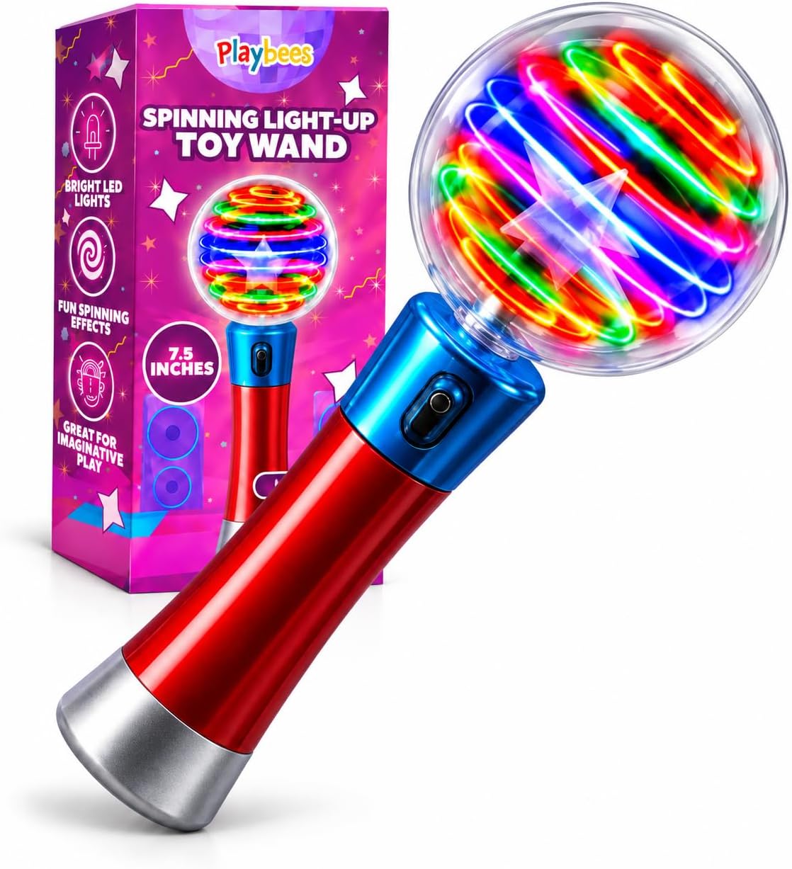 Playbees light up spinning wand with multicolor LED magic ball