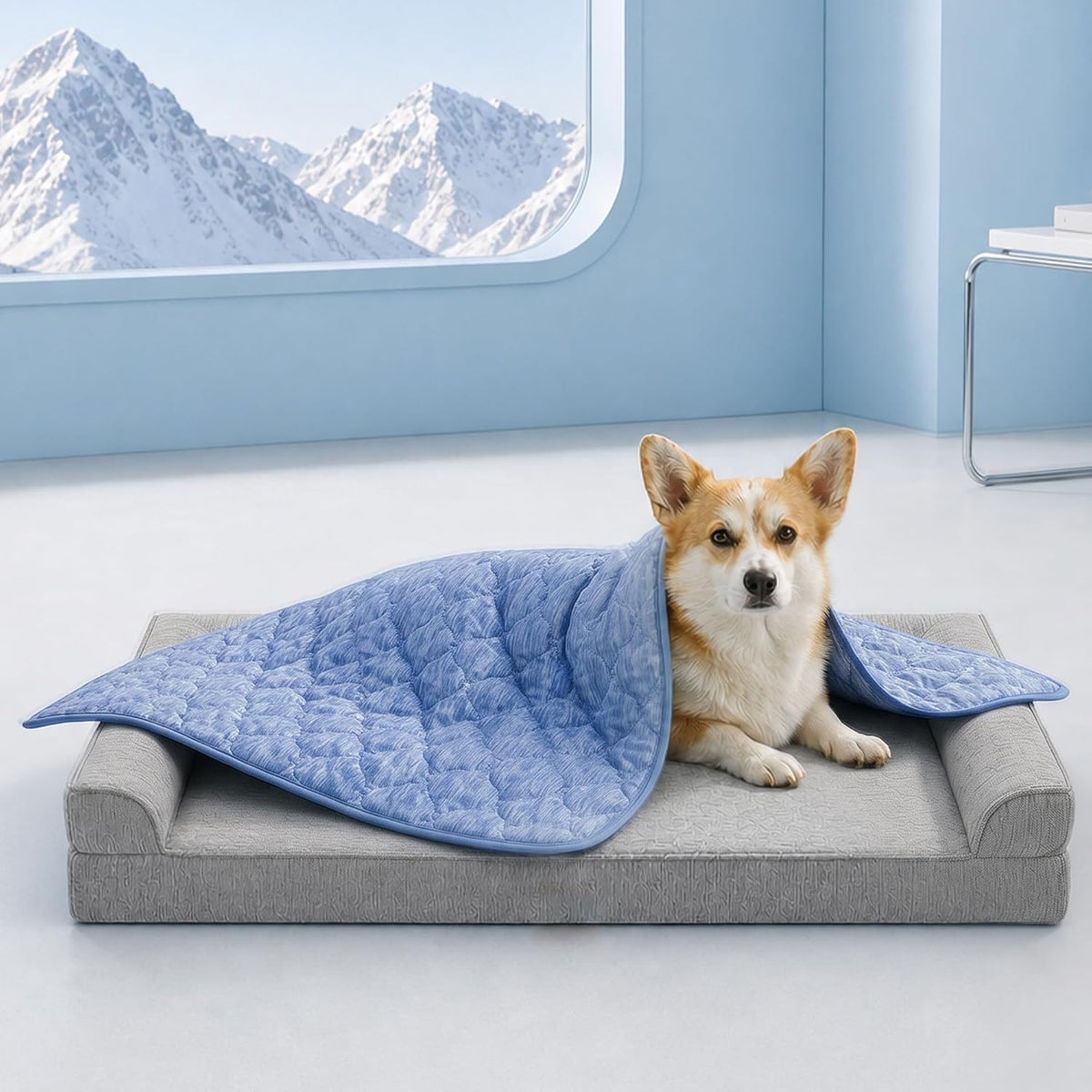Cozy Bliss Leakproof Cooling Blanket for Large Dogs, Q-Max 0.5 - Heather Haze Blue / 25*35 - image 3