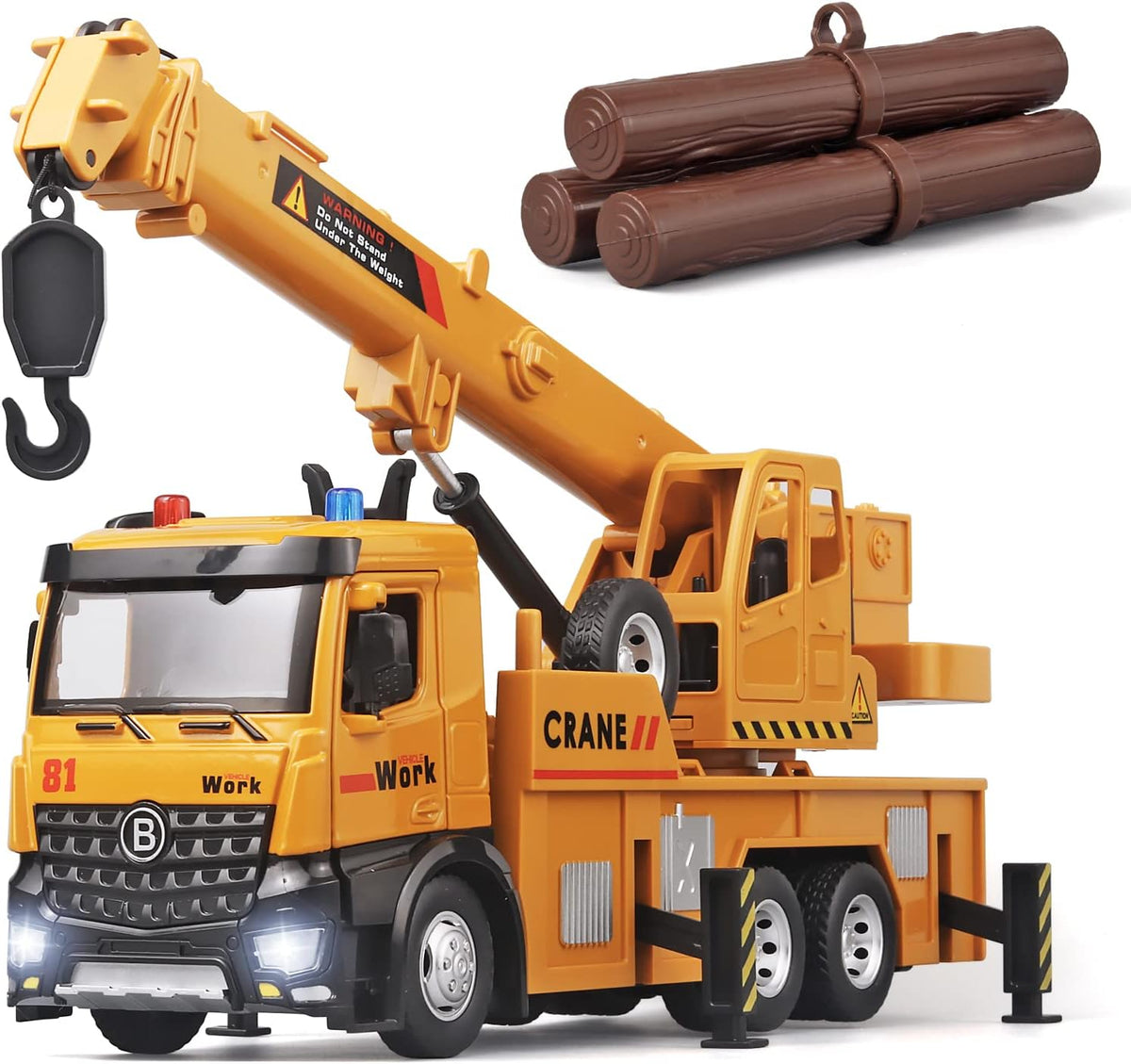 OANMYJJO diecast toy crane truck with extended boom and telescoping hook - view 4