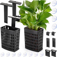 2026 Latest Upgraded Aquarium Plant Holder Adjustable Height - Black-2 Pack