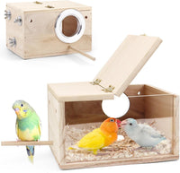 Parakeet Nesting Box, Visual Wooden Bird Nest Breeding Box