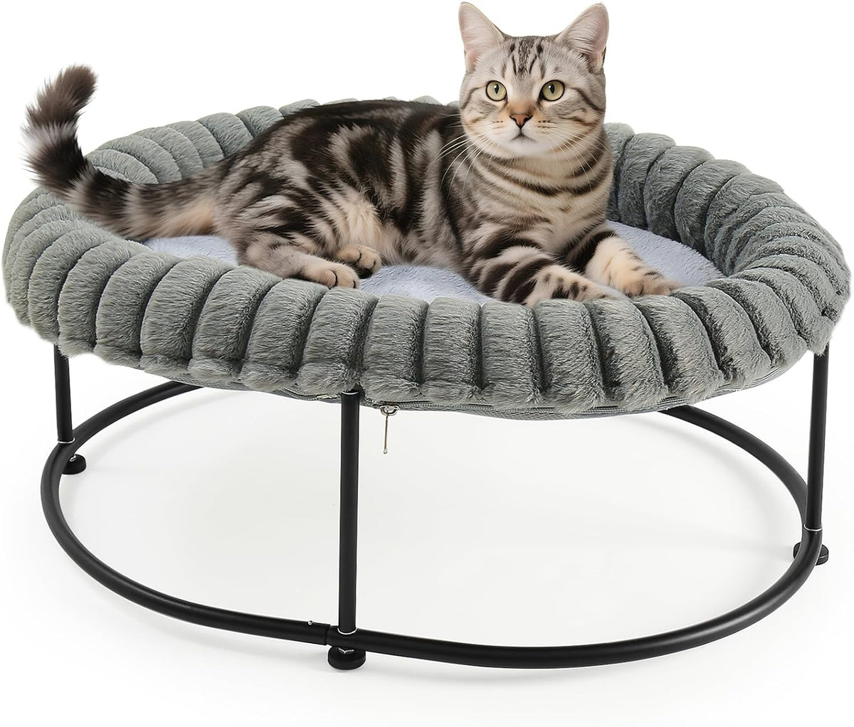 Sunhoo Elevated Cat Bed for Indoor Cats Raised Kitten Hammock Large - Grey