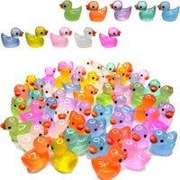 Cidinge 60 Pcs Mini Resin Ducks Luminous Tiny Ducks Miniature Duck - Mini Luminous Ducks