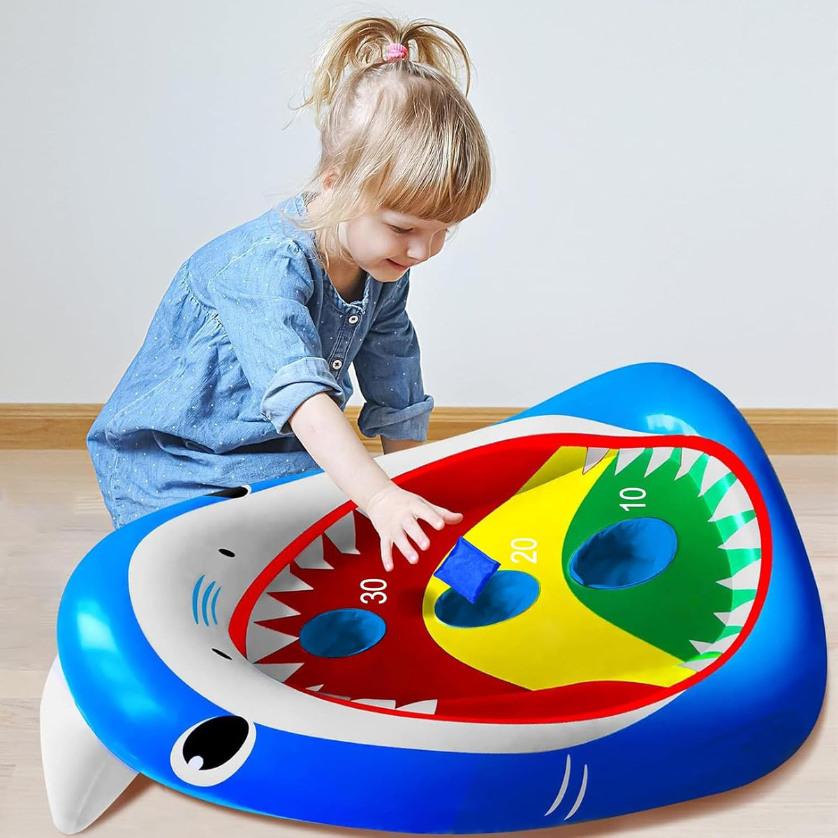 JOINBO inflatable shark pool cornhole board floating with 3 bean bags - view 18