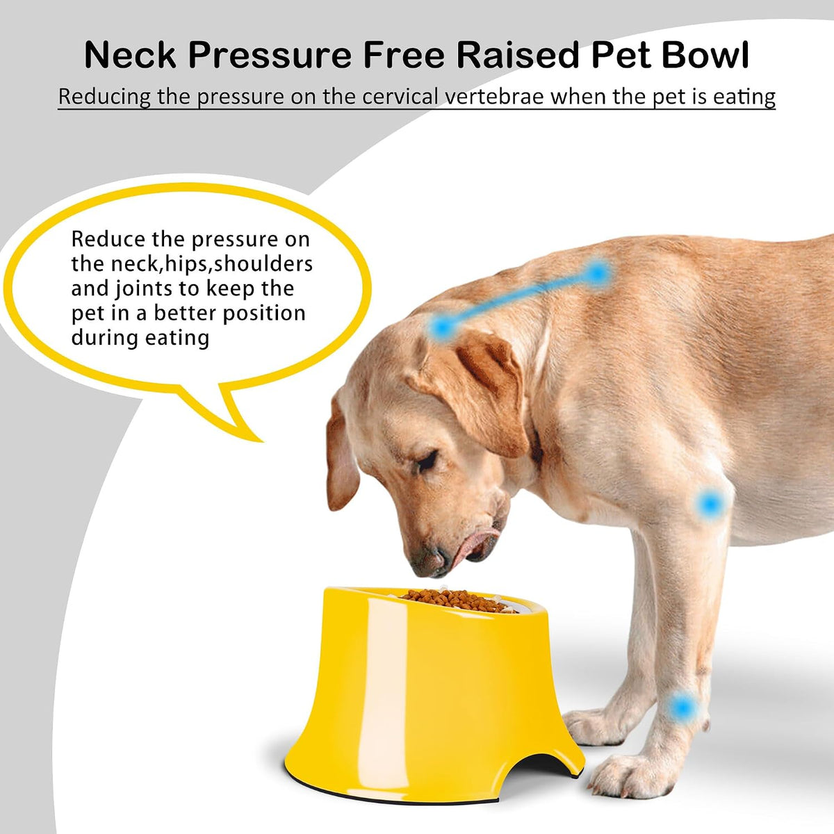 Tilted Elevated Dog Bowls Non-Slip & Non-Spill Pet Feeder - L/3 Cup / Yellow - image 2