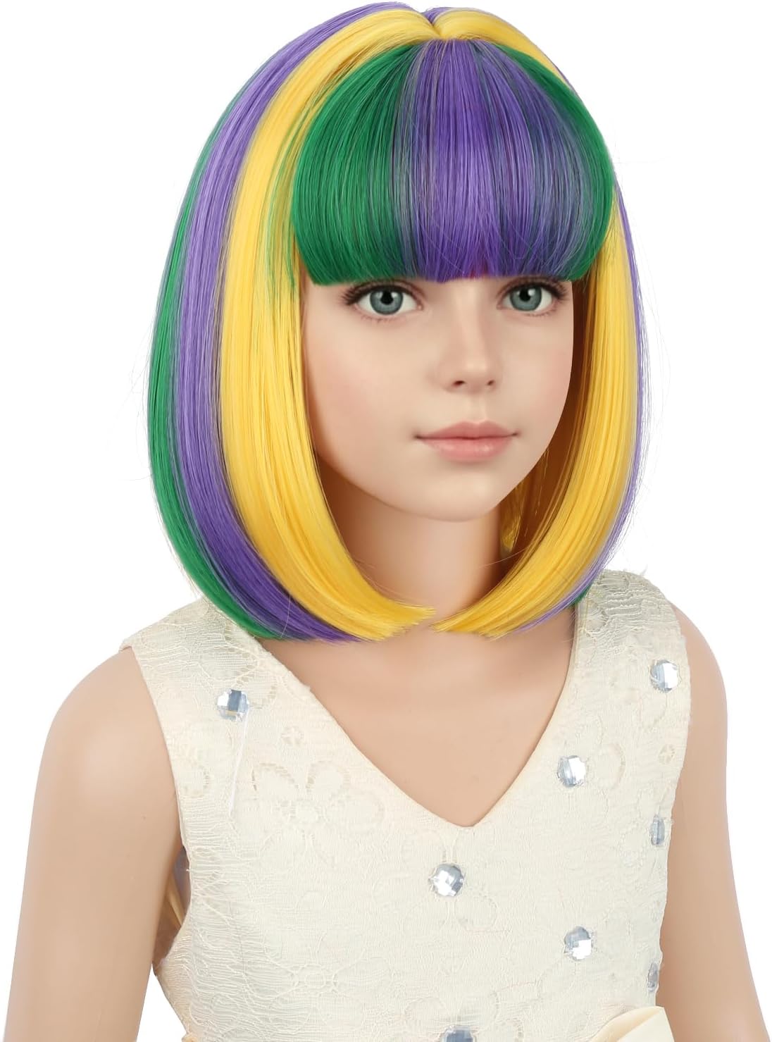 PATTNIUM kids short chocolate brown bob wig with bangs - view 15