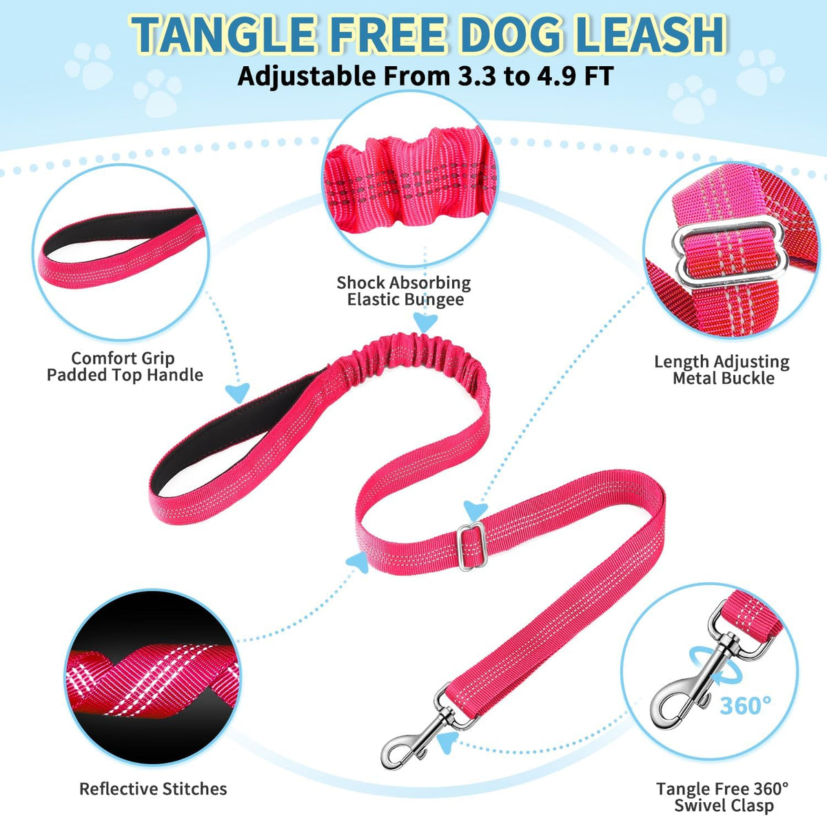 Lukovee Small Dog Harness and Leash Set, No Pull Soft Padded, XS - B-pink / M ( Chest 19.7'' ~ 29.1'') - image 3