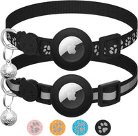 2 Pack Airtag Cat Collar Breakaway with Bell - Black