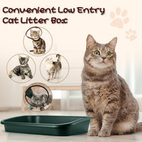 Uiifan 3Pcs Low Entry Cat Litter Box - Dark Green / 23 x 16 x 4.3 - image 4