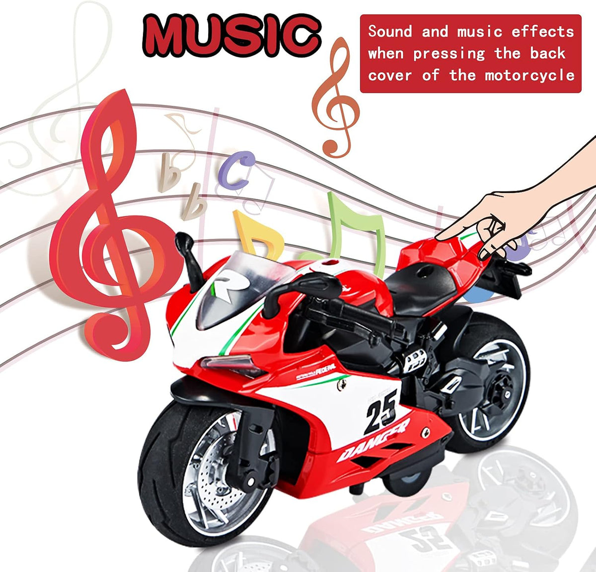 CYYSFIVQZ red 1:12 die cast motorcycle toy with lights, sounds and pull back motor - view 7