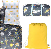 Toddler Nap Mat with Removable Pillow & Soft Blanket - Space World