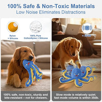 Interactive Dog Toys Octopus,Durable Automatic Jumping Dog Toy to Keep Them Busy,Squeaky Moving Tug of War Doggie Toy,USB Rechargeable Puppy Toys (Blue)