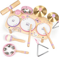 Vanplay Kids Drum Set, Montessori Toys for 2 3 Year Old Boy Girl Gifts – Fun for Kids & Family - Pink,purple