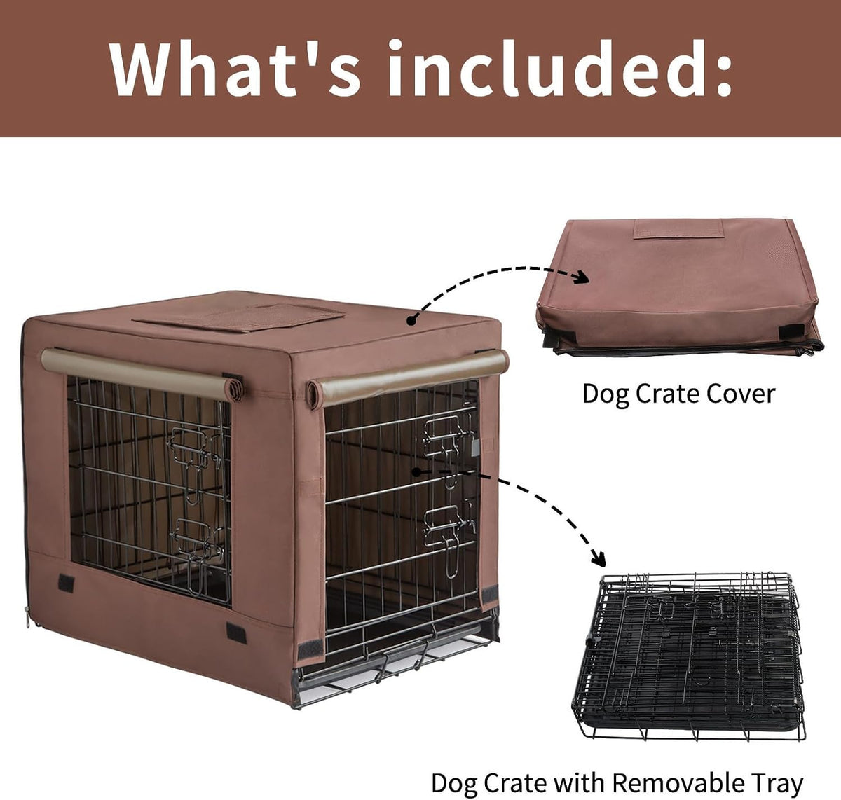 DONORO Dog Crates for Small Size Dogs Indoor Double Door Dog Kennels - Brown / 24.0"L x 18.0"W x 20.0"H - image 2