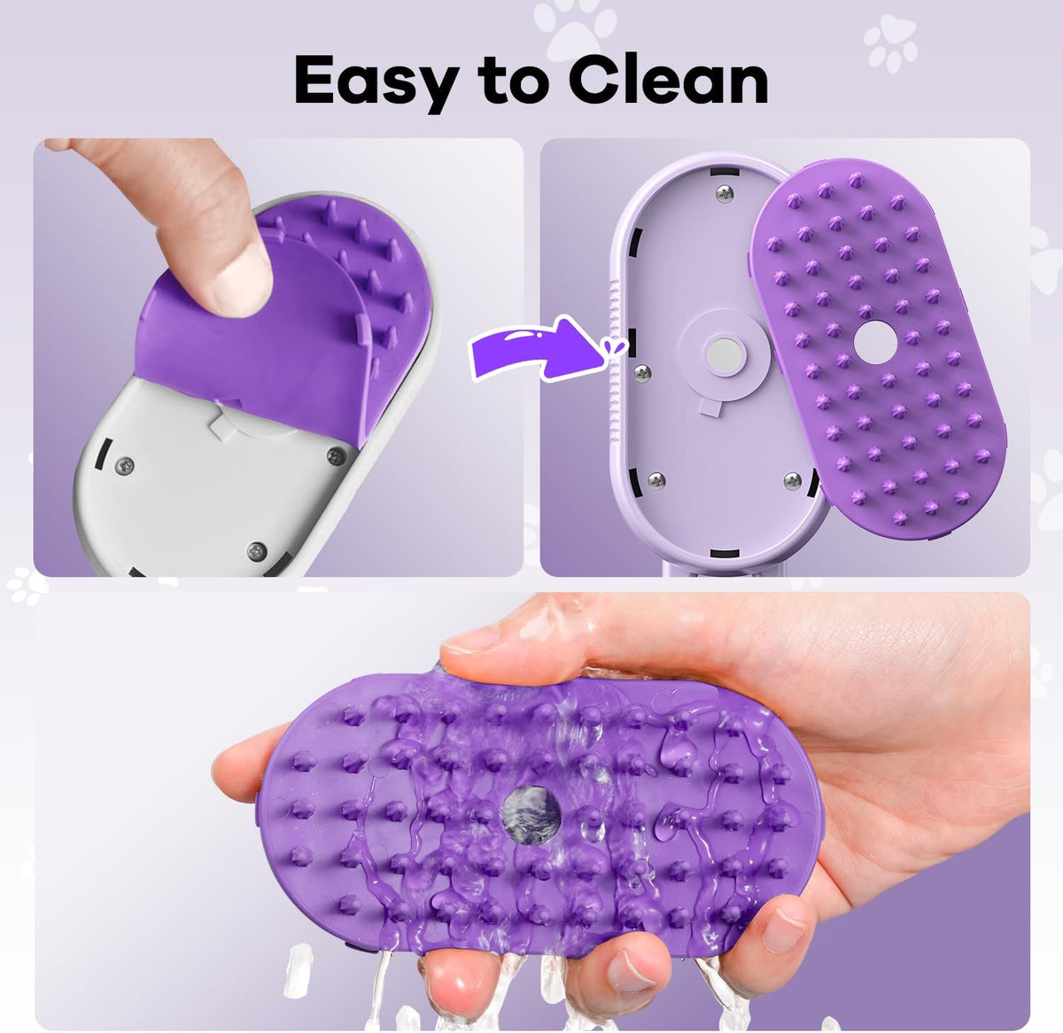 Cat Steam Brush for Shedding, Steam Brushs for Cats - purple - image 4