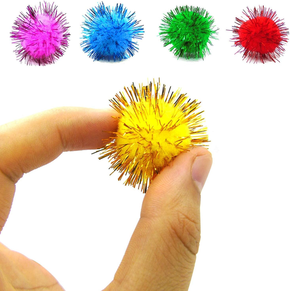 80 Pieces Cat Toys 1.2 Inch Cat Pom Pom Balls Cat Sparkle Balls Puff - image 2