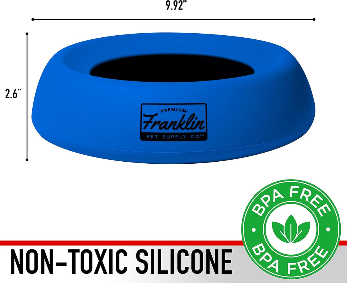 Franklin Sports No-Spill Travel Pet Bowl for Dogs + Cats - Blue / 27 Ounces - image 2