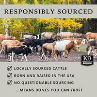 K9 Connoisseur Beef Marrow Large Dog Bones Long Lasting for Aggressive Chewers - USA Made Single Ingredient Champ Bones for Large Dogs Over 50 Pounds - 10 Pack