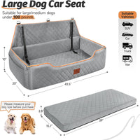 XIEEAOZEE Large Dog Car Seat for Pets Under 100 lbs - Gray - image 2
