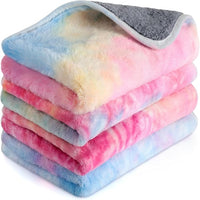 Reginary 4 Pcs Waterproof Guinea Pig Blankets Washable Small Animal Fleece Bedding Absorbent Guinea Pig Cage Liners Reusable Pet Pee Pad Sleep Mat for Hamster Ferret(Tie Dye Pattern,35 x 24 Inch)