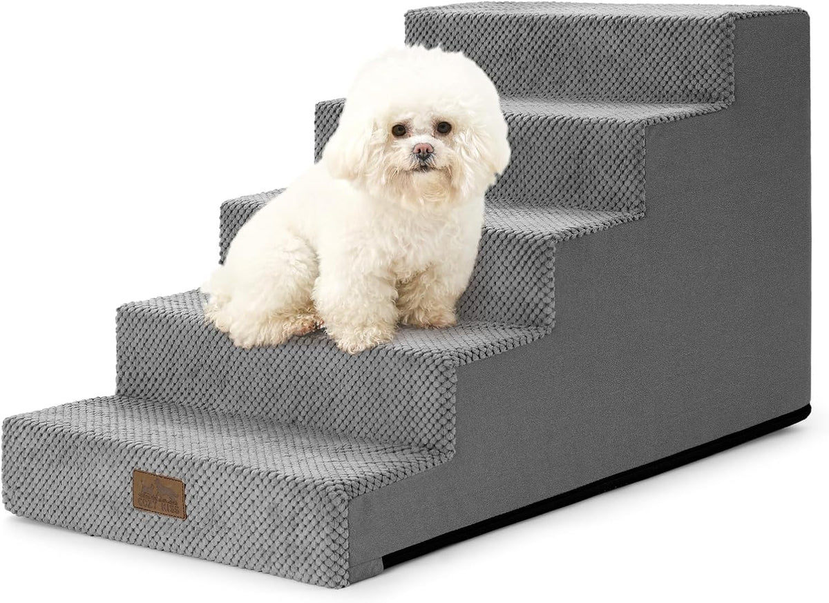 COZY KISS Dog Stairs for Small Dogs - Slope-Grey / 5 / 17.7x29.5x17.7 inch