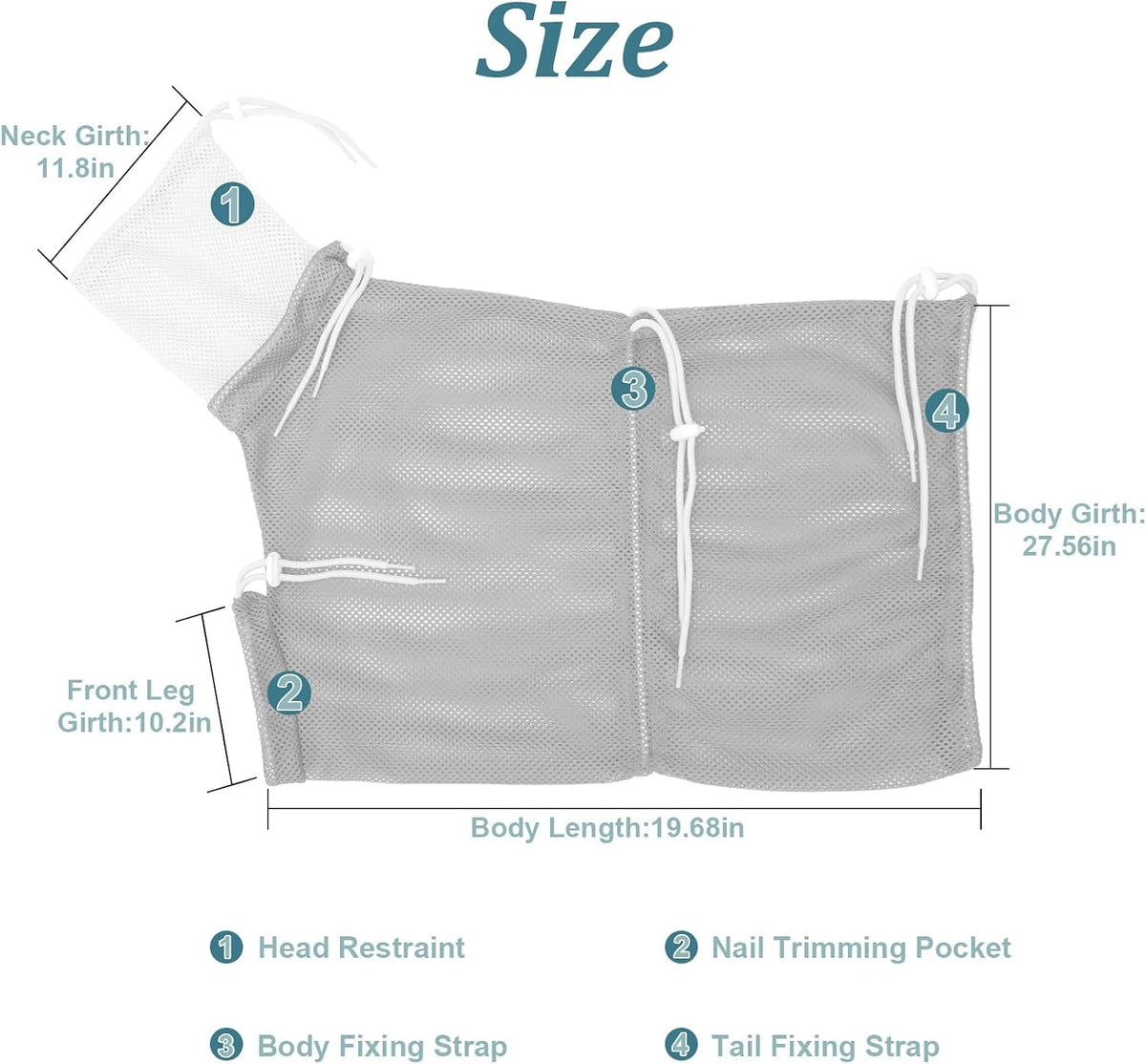 Cat Bathing Bag Anti Scratch Grooming Shower Washing Bag for Nail - White-Gray - image 2