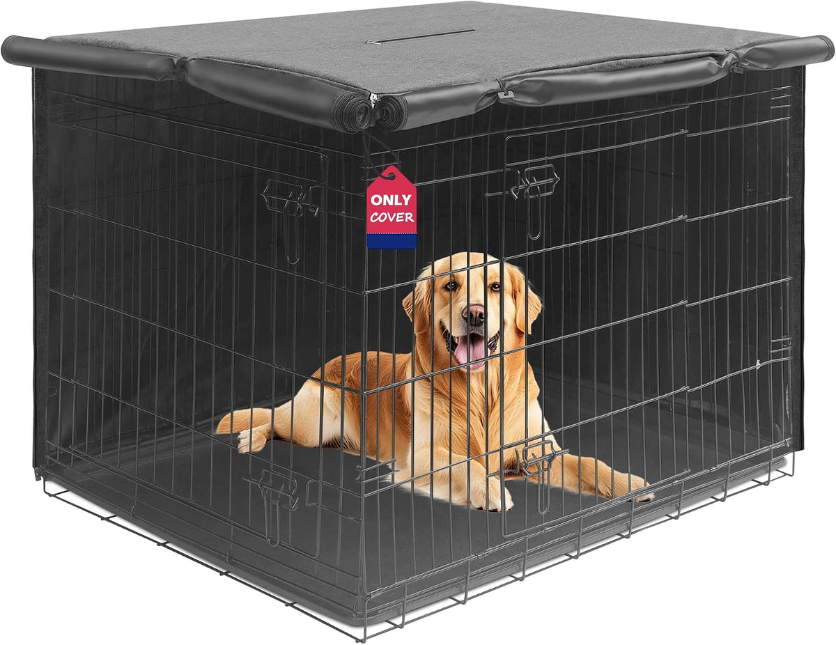 42-Inch Dog Crate Cover with Mesh, Waterproof Kennel Cover - 48.0"L x 30.0"W x 33.0"H / Minimalist Gray