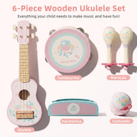 Kids Guitar for Girls,Wooden Musical Instruments Toy for Toddlers – Fun for Kids & Family - Pink for Girls - image 2