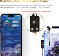 GLOWRIUM Saltwater Aquarium Light, Smart Reef Coral Fish Tank Light with Bluetooth + WiFi Dual Control App, DIY Spectrum, Brightness Adjustable, Anti-Drop, Real Time Water Temperature Sensor(36-48 in)