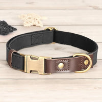 Didog Soft PU Leather Dog Collars for Medium Dogs,Classic Adjustable Dog Collars with Quick Release Metal Buckle,Easy Clean and Comfortable with Nylon Lining,Black,M Neck 13-19"