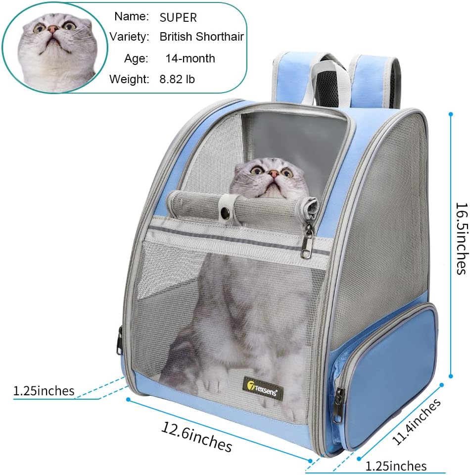 Texsens Innovative Traveler Bubble Backpack Pet Carriers for Cats - Blue - image 2