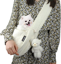 NATUYA Small Dog Cat Carrier Sling - white / Canvas
