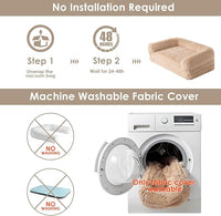 EHEYCIGA Foldable Dog Bed, Faux Fur Fluffy Dog Couch Bed, Orthopedic Calming Memory Foam Pet Bed for Small Dogs, Washable Soft Warm Pet Sofa Bed with Non-Slip Bottom, Camel, 40"x30"x6"