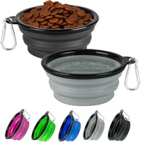 Collapsible Dog Bowl for Travel - Small / Grey+Black