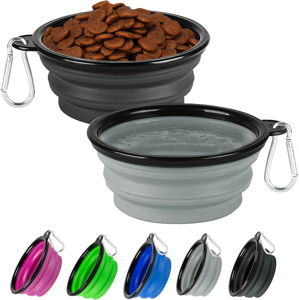 Collapsible Dog Bowl for Travel - Small / Grey+Black