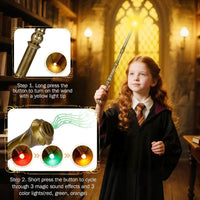 Light Up Magic Wizard Wand with Sounds & 4 Color Lights Illuminating - Golden - image 3
