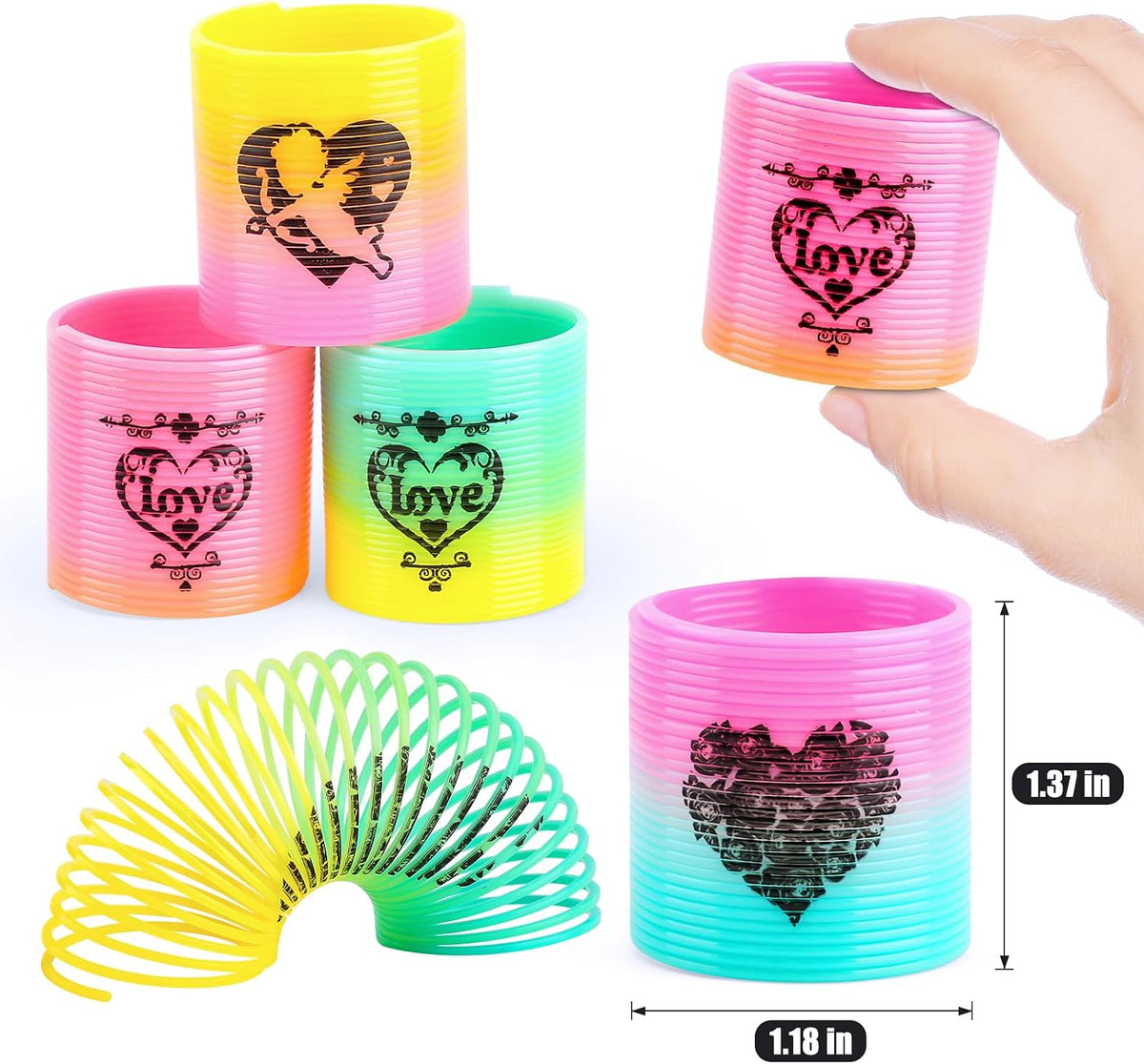 CLEVERZONE 36 Packs Spring Rainbow Magic Fidget Stress Coil Mini - Love - image 2