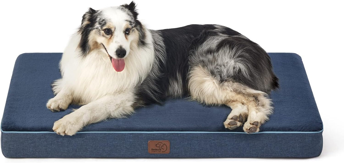 Bedsure Memory Foam Dog Beds Large Sized Dog - 35"L x 22"W x 3"Th / Navy