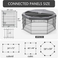 Foldable Metal Dog Exercise Pen/Pet Puppy Playpen Kennels Yard Fence - Gray / 36''H / Playpen+Top Cover - image 3