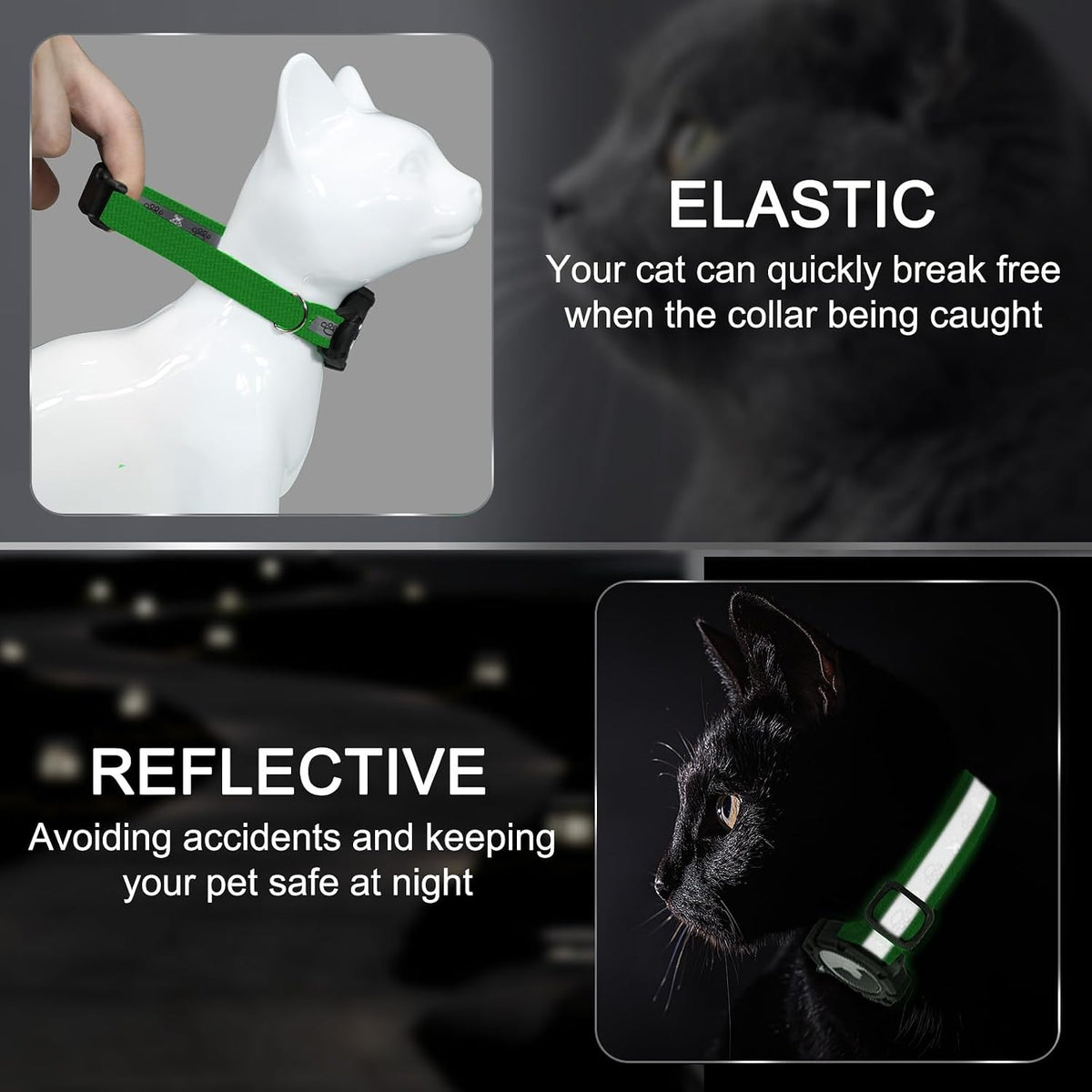 Reflective AirTag Cat Collar - Emerald / S(9"-13") - image 2
